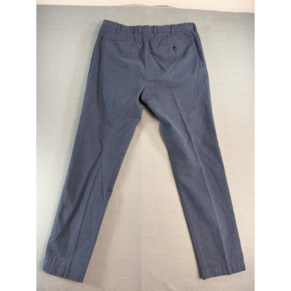 Brooks Brothers Red Fleece Pants Mens 34x32 Blue Slim Fit Check Chino Casual